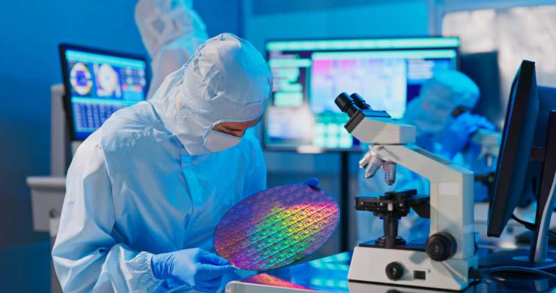 technician with wafer
